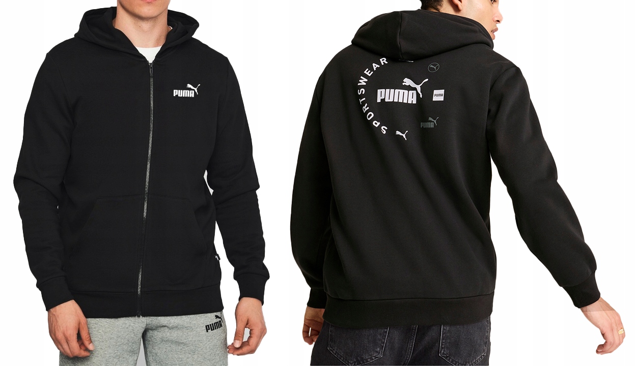 3269 Pánská Mikina Puma Rozepínací S Kapucí Bavlněná Zateplená Černá L