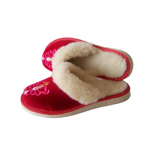 

Ciepłe Pantofle Kapcie Damskie Skórzane Góralskie