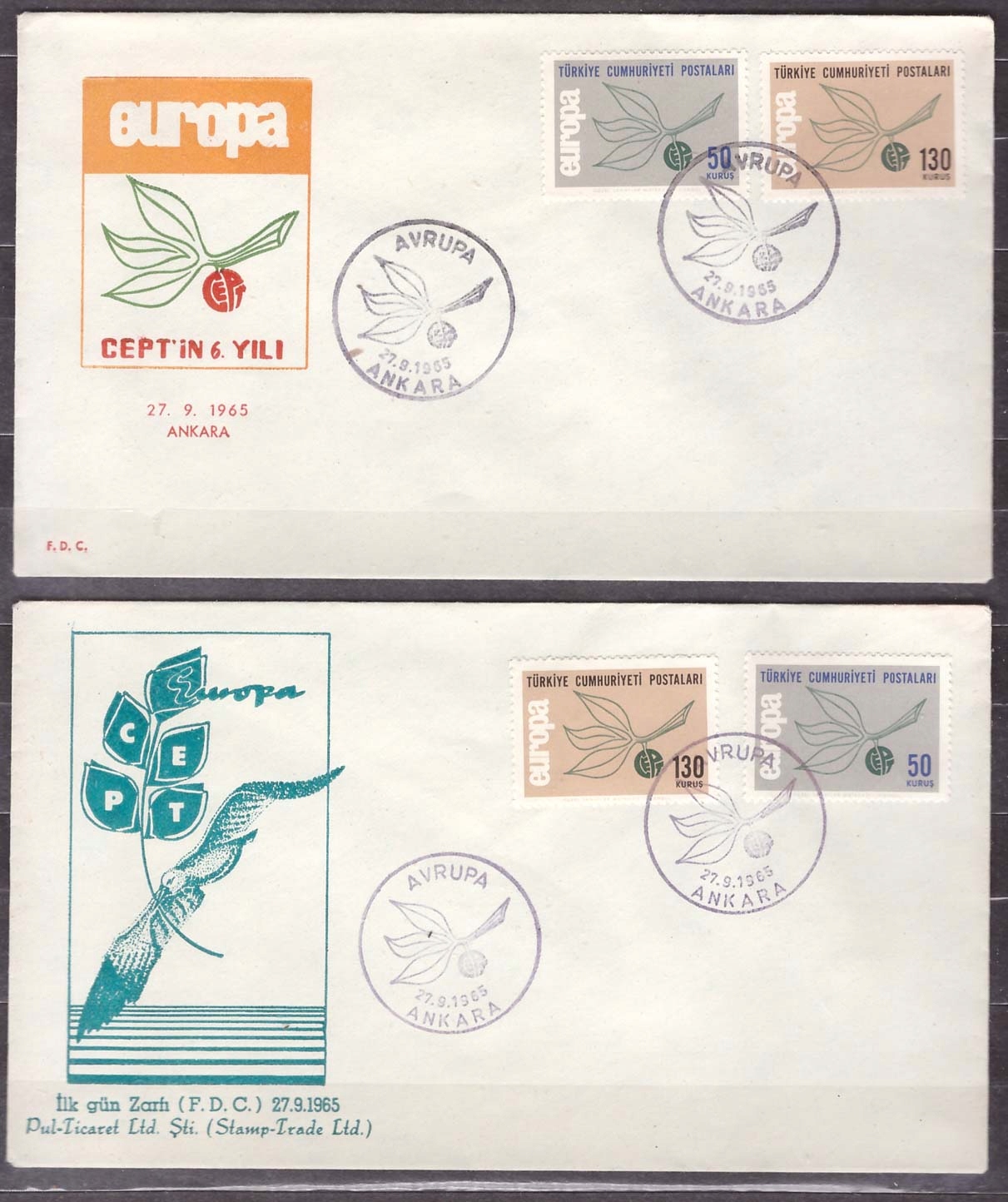 Turcja CEPT Europa koperty FDC 1965 (2)