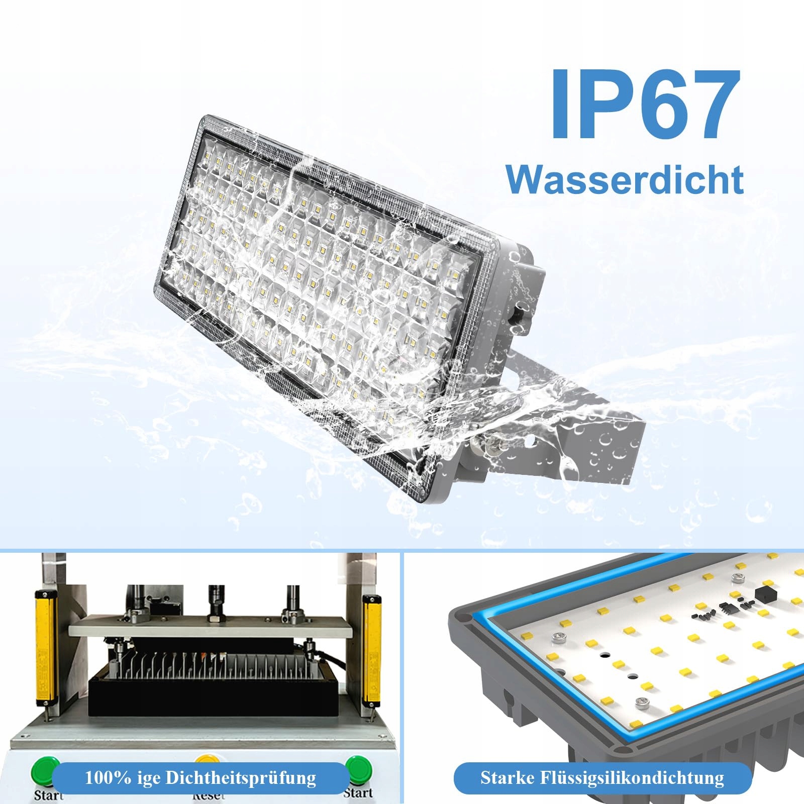Naświetlacz LED 100W 14000lm 6500K IP67 Regulowany Ogród Garaż POWFUL — miniatura 4