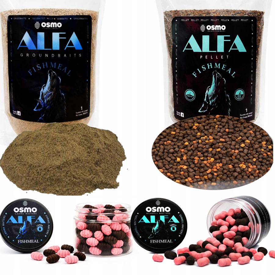 Zestaw zanętowy Osmo 4w1 Alfa Fishmeal Pellet Zanęta Wafters Dumbells