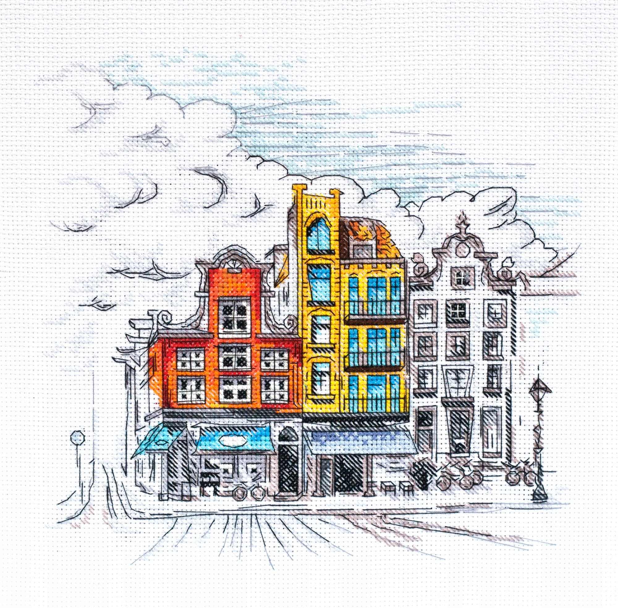 Sada křížkového stehu "Colored town 2" Diy výšivka