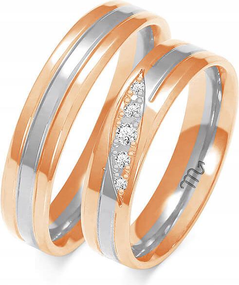 Růžovo-zlatý snubní prsten pro svatba 585 r 11 12 13 elegantní model gravírování