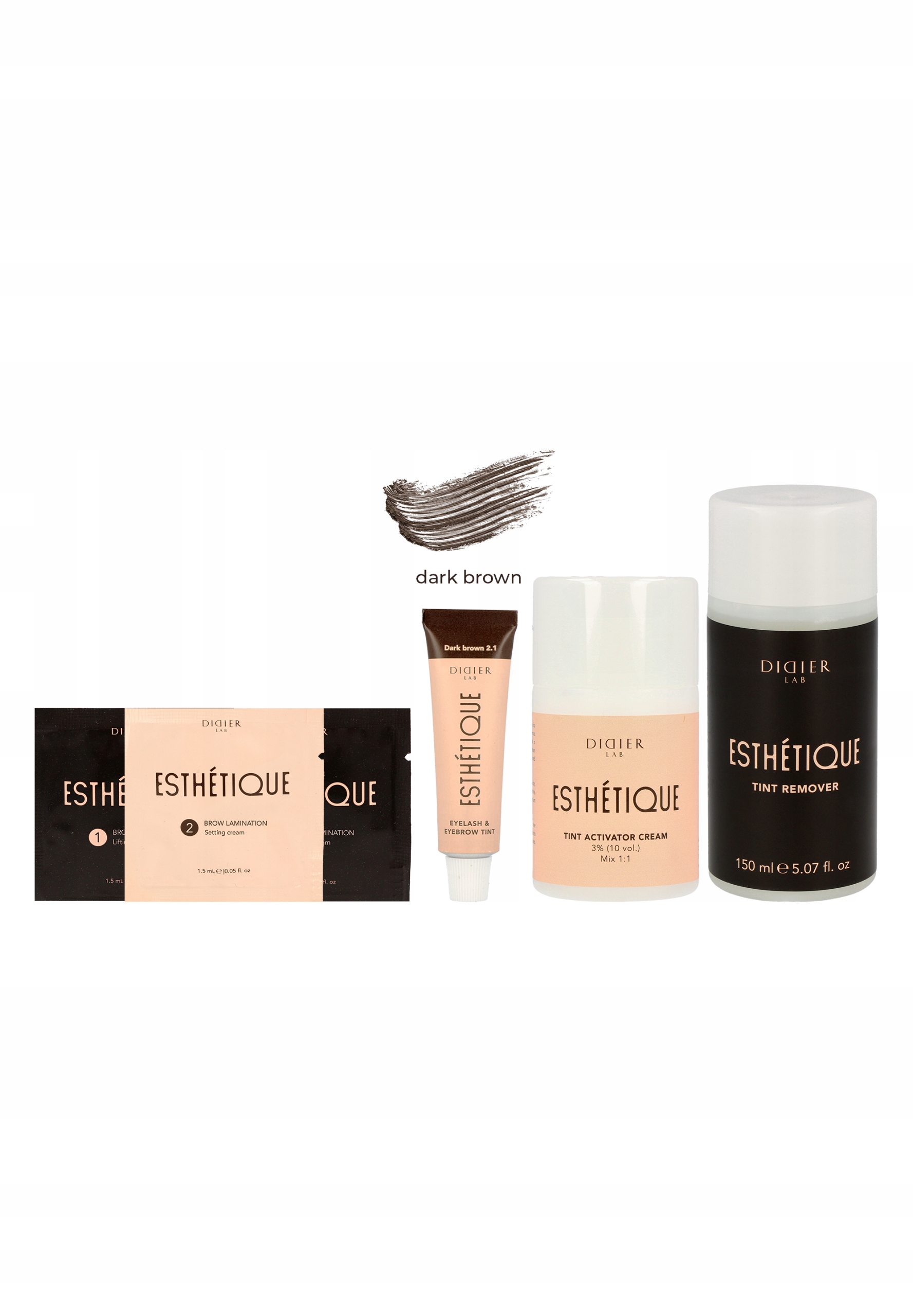 Didier Lab Sada pro laminaci a barvení obočí Esthétique, tmavě hnědá
