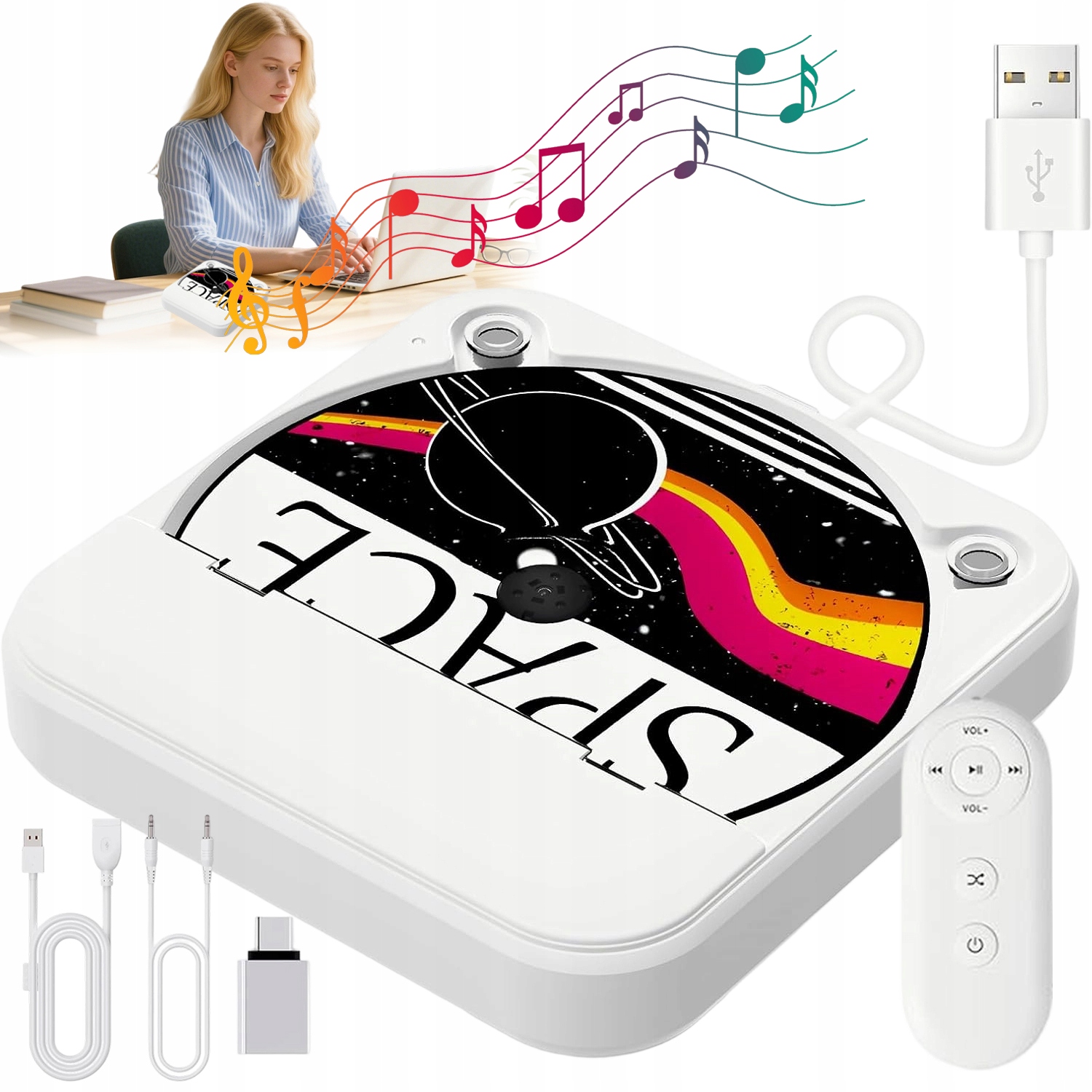 Usb Přehrávač Do Auta, Bílý, Pro Vertikální I Horizontální Montáž