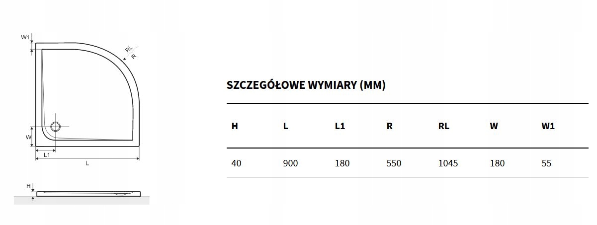 EXCELLENT SENSE X 90x90cm brodzik struktura biała Kształt półokrągły