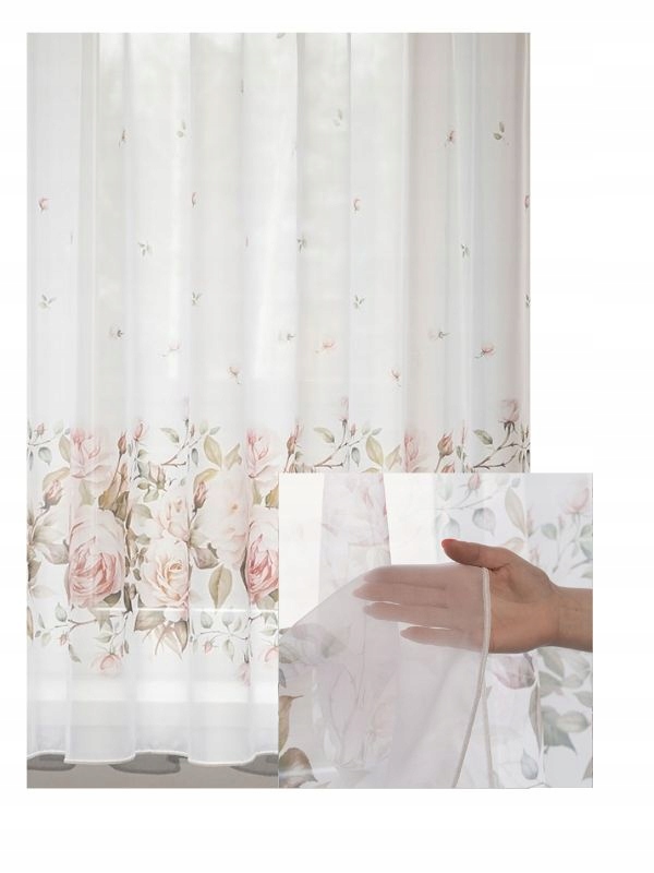 Záclona Krátké Květy Lehká Do Obývacího pokoje Kuchyně s Páskou Šířka 380x130