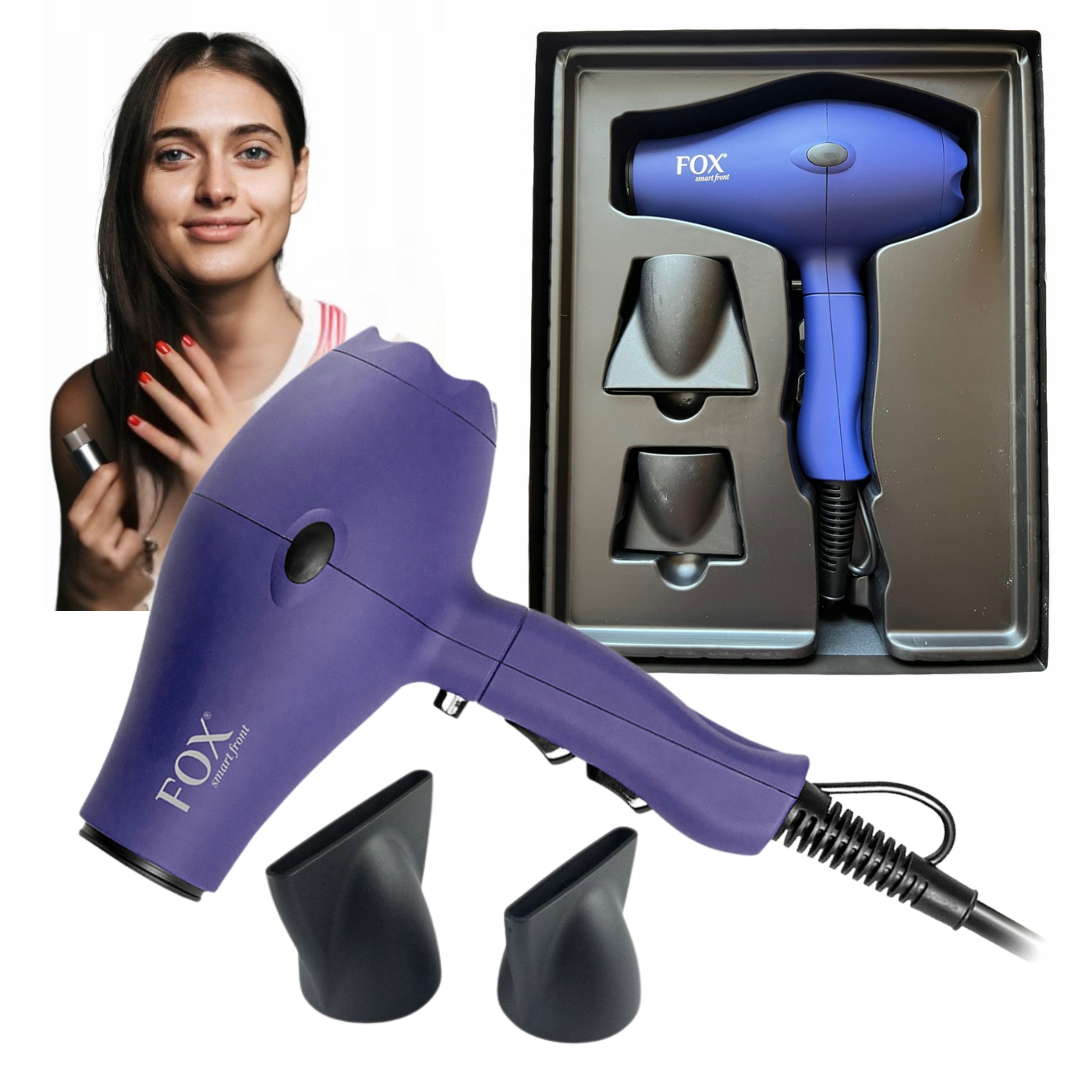 Suszarka do włosów Fox Smart Lilly 2100W Mocna z dwoma końcówkami jonizacja