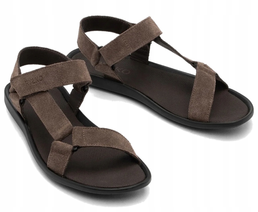 Ryłko hnědé pánské sandály z přírodní velurové kůže 40