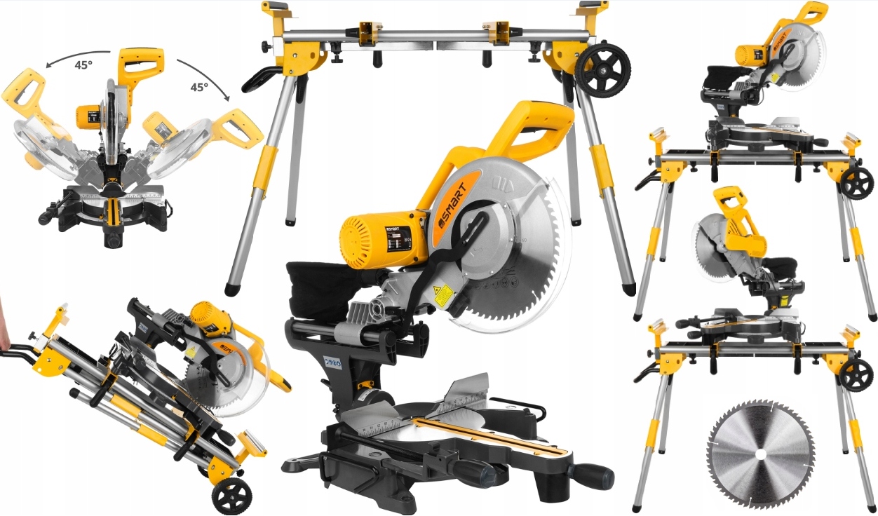 PIŁA UKOŚNICA Z POSUWEM 305MM 2000W + STÓŁ ROBOCZY