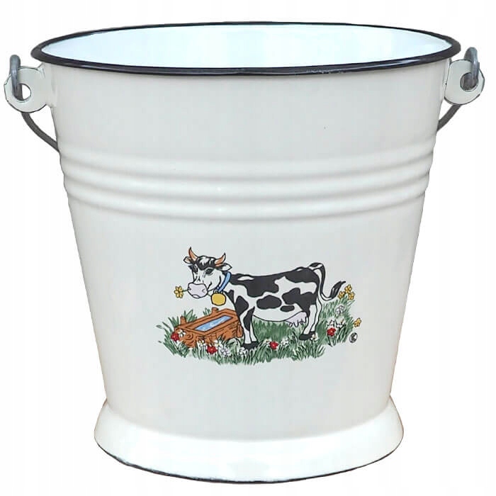 Wiaderko emaliowane retro 1 L wiadro białe