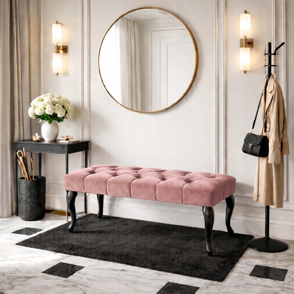 Čalúnená lavica Chesterfield, glamour, prešívaná, farby 80 cm