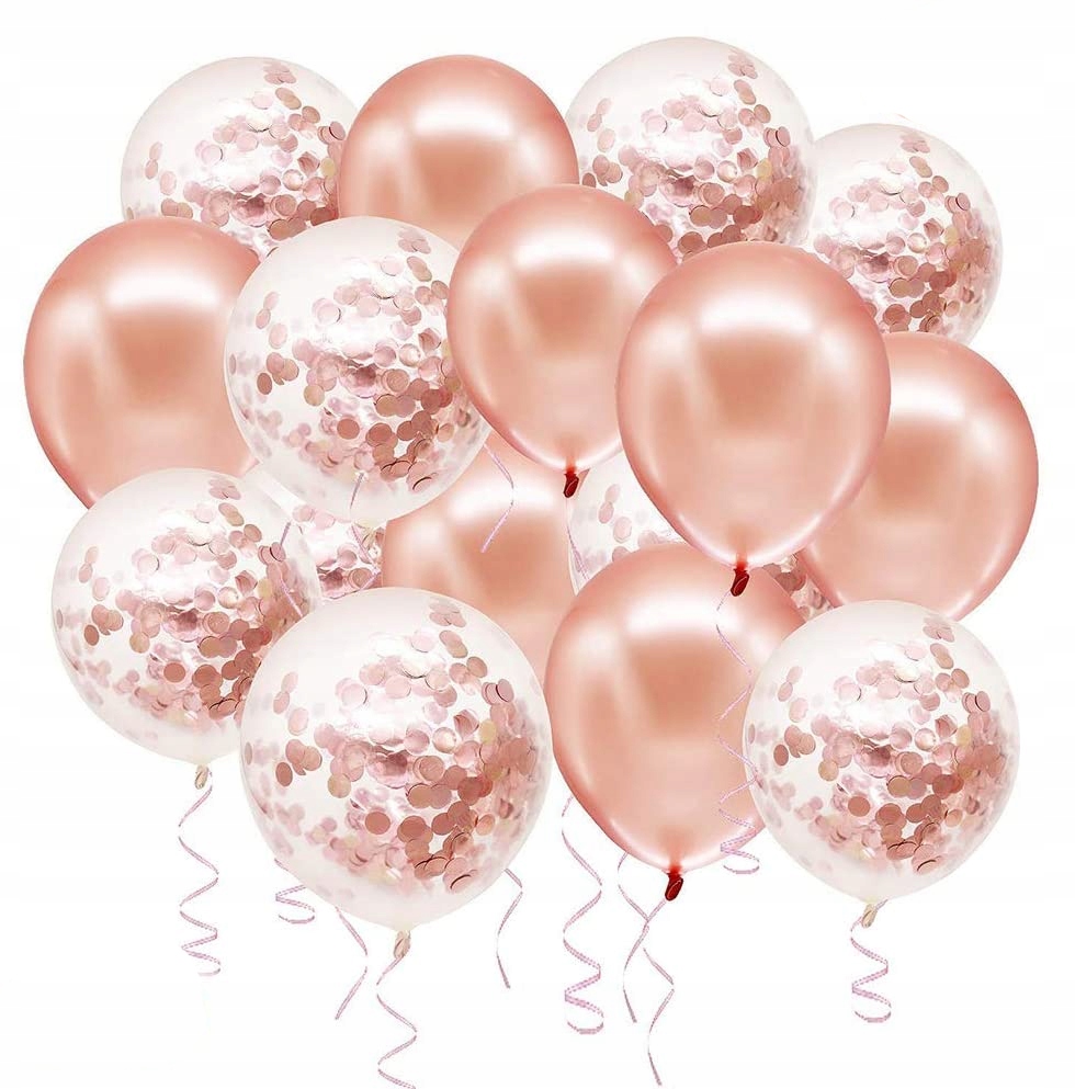 Balony z Konfetti ROSE GOLD 28cm -- 30szt