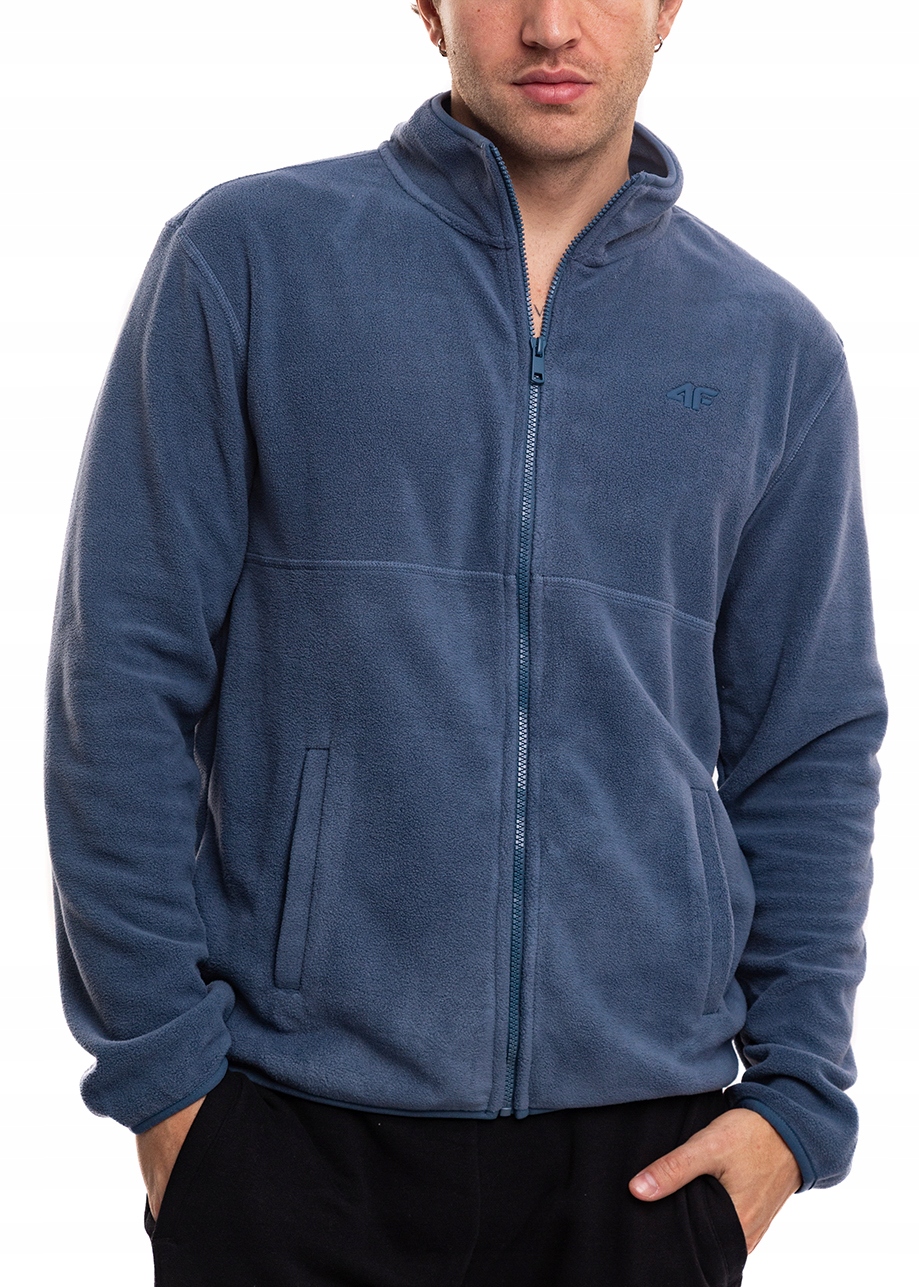 Fleecová Mikina Pánská 4F rozepínací Bez Kapuce Mikina Fleecová Sportovní velikost M