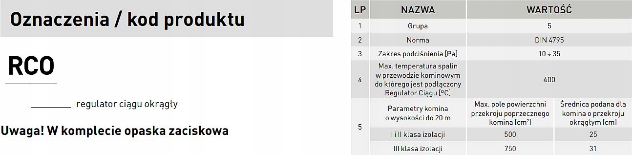 Regulator ciągu kominowego na rurę RCO 150 DARCO Kod producenta RCO-CH 150
