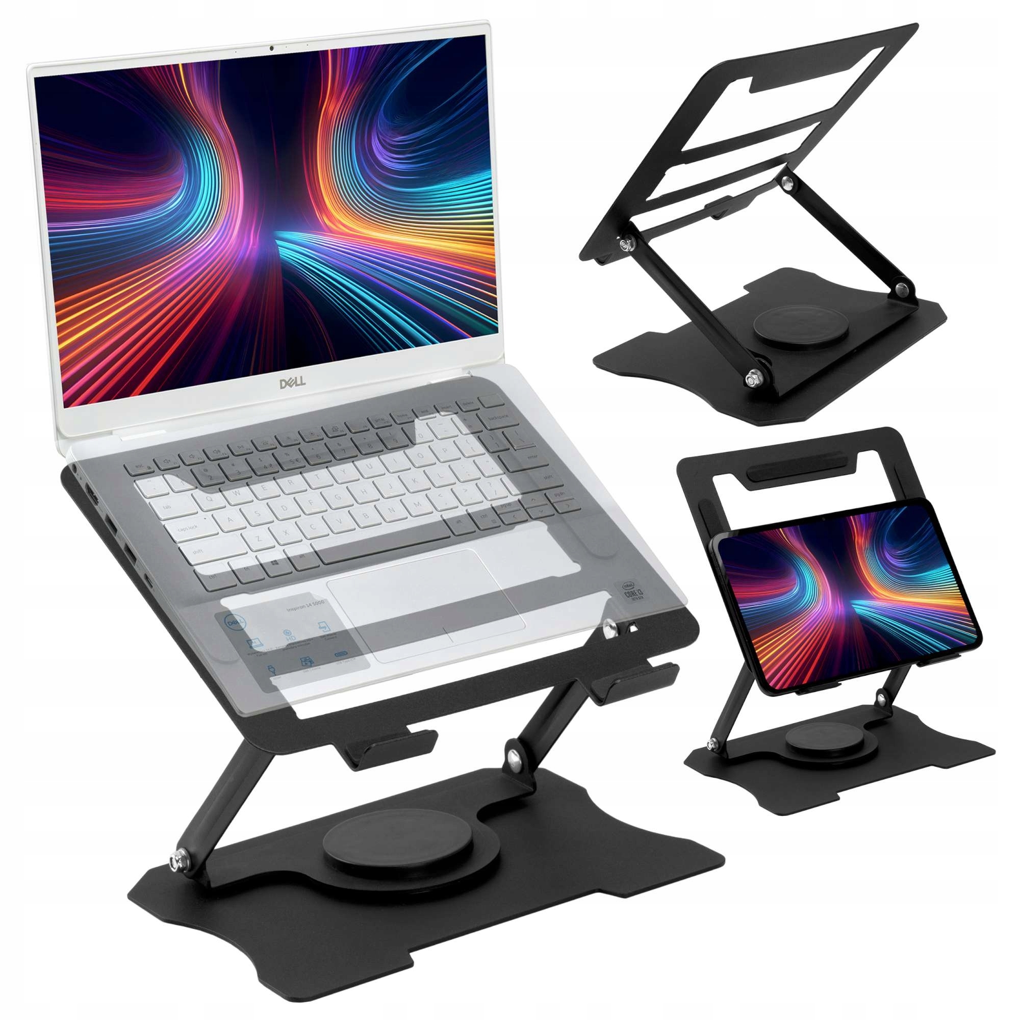 Otočná Podložka Pod Notebook Tablet Na Stůl, Nastavitelná, Kovová, Do 17″