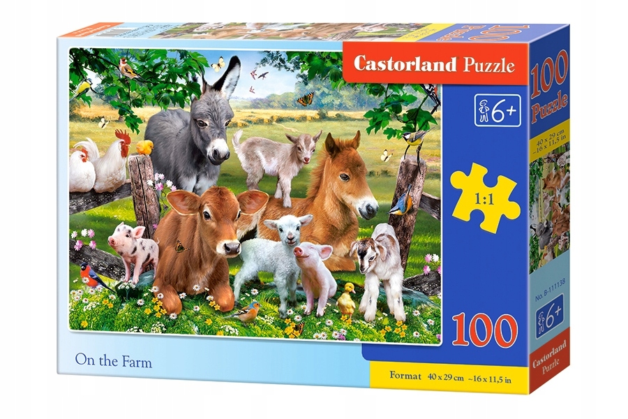 PUZZLE ZWIERZĘTA ZE WSI FARMA 6+ 100 EL CASTOR EAN (GTIN) 5904438111138