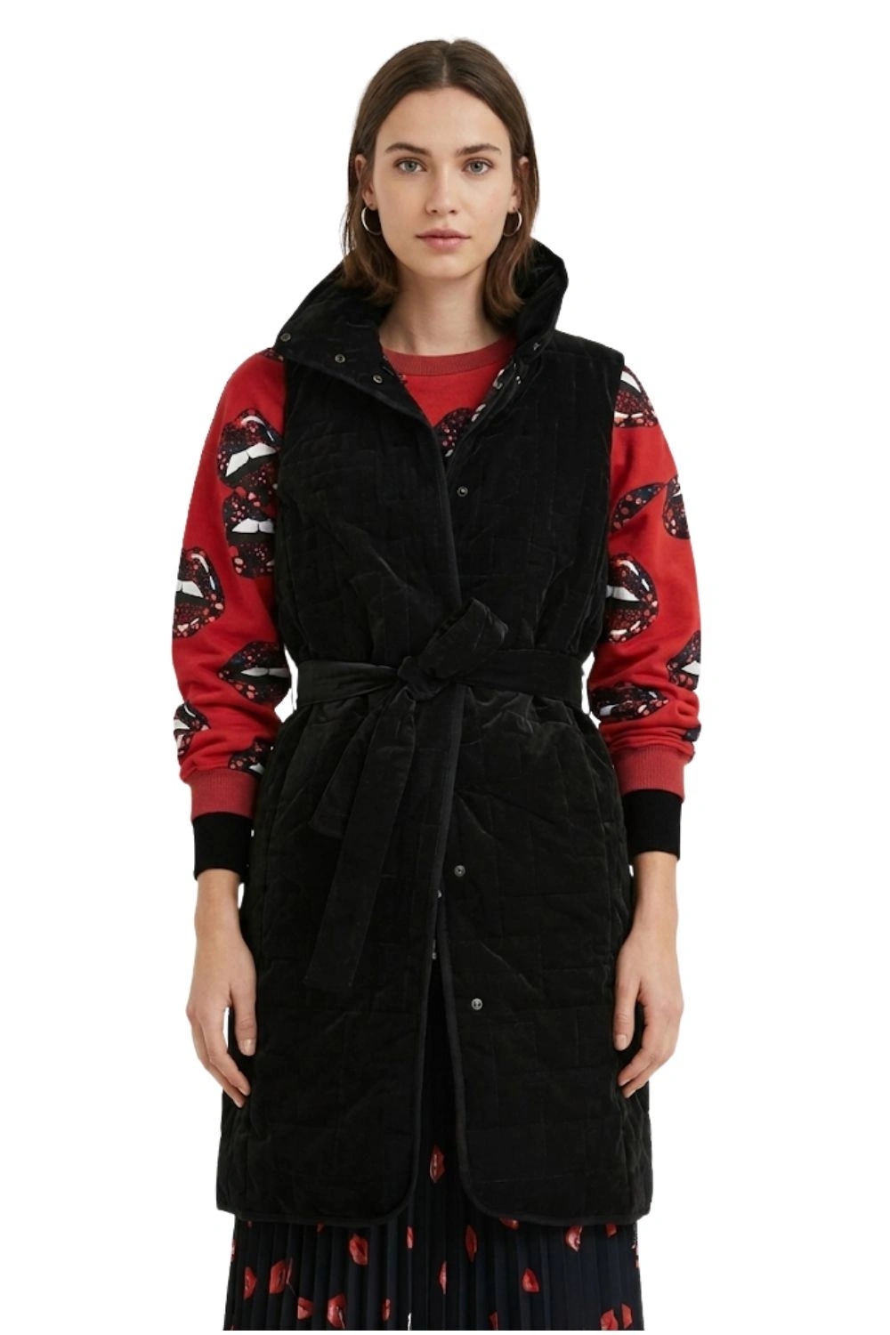 Vesta Desigual, zateplená, černá, dlouhá, prošívaná, vel.