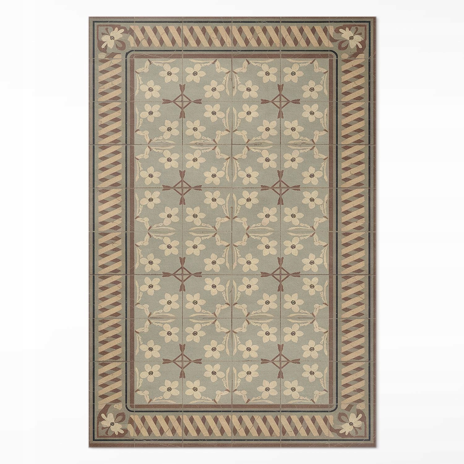 Vinylový koberec pod stôl Kvety a okvetné lístky v retro mozaikovom štýle 80x120 cm