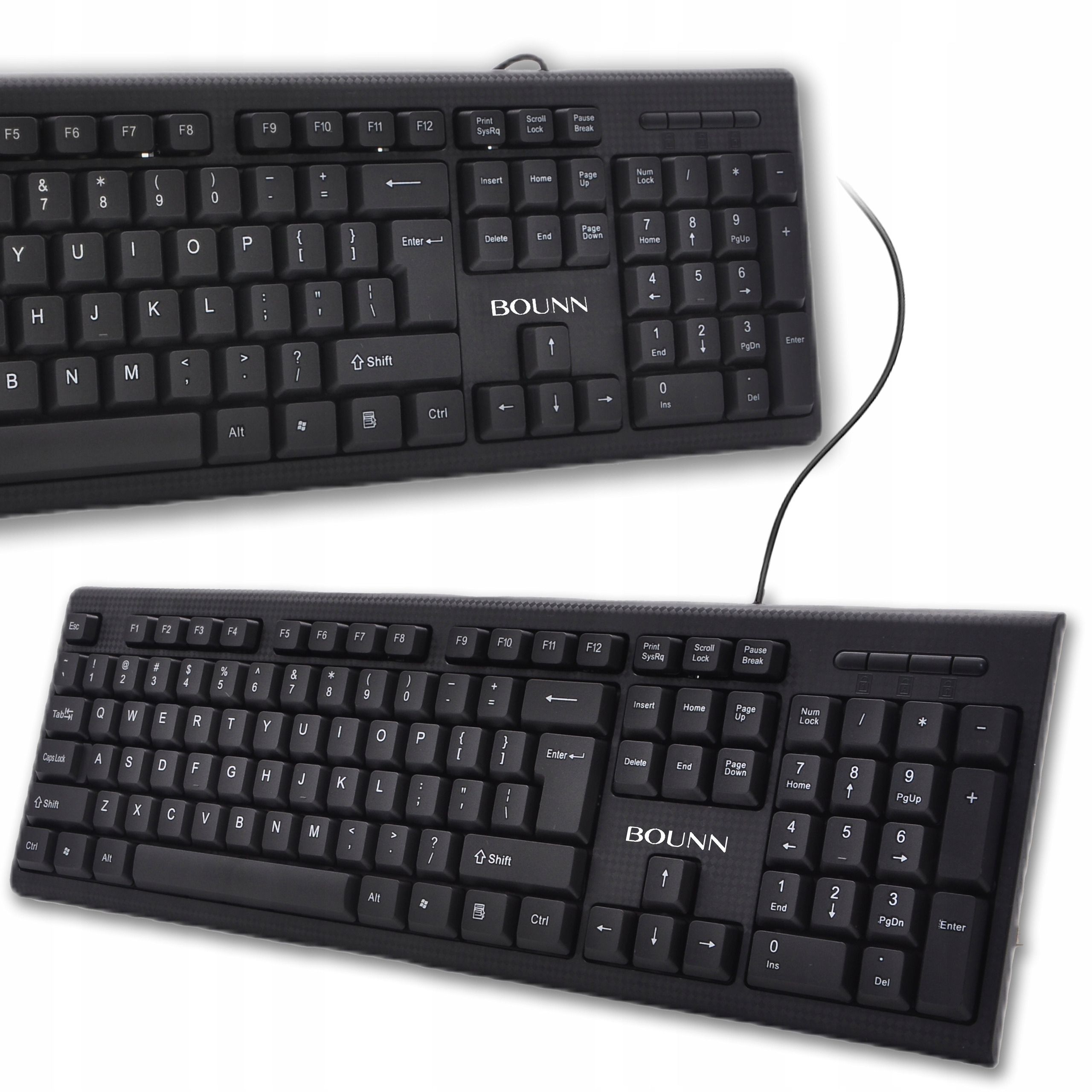 Bounn Klawiatura przewodowa Usb czarna dla biura standardowa 104 klawisze