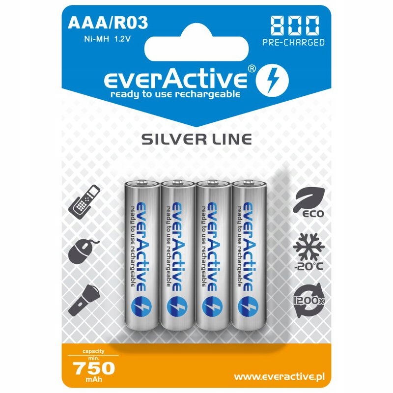 

Akumulatory everActive R03/AAA Ni-MH 800 mAh 4szt