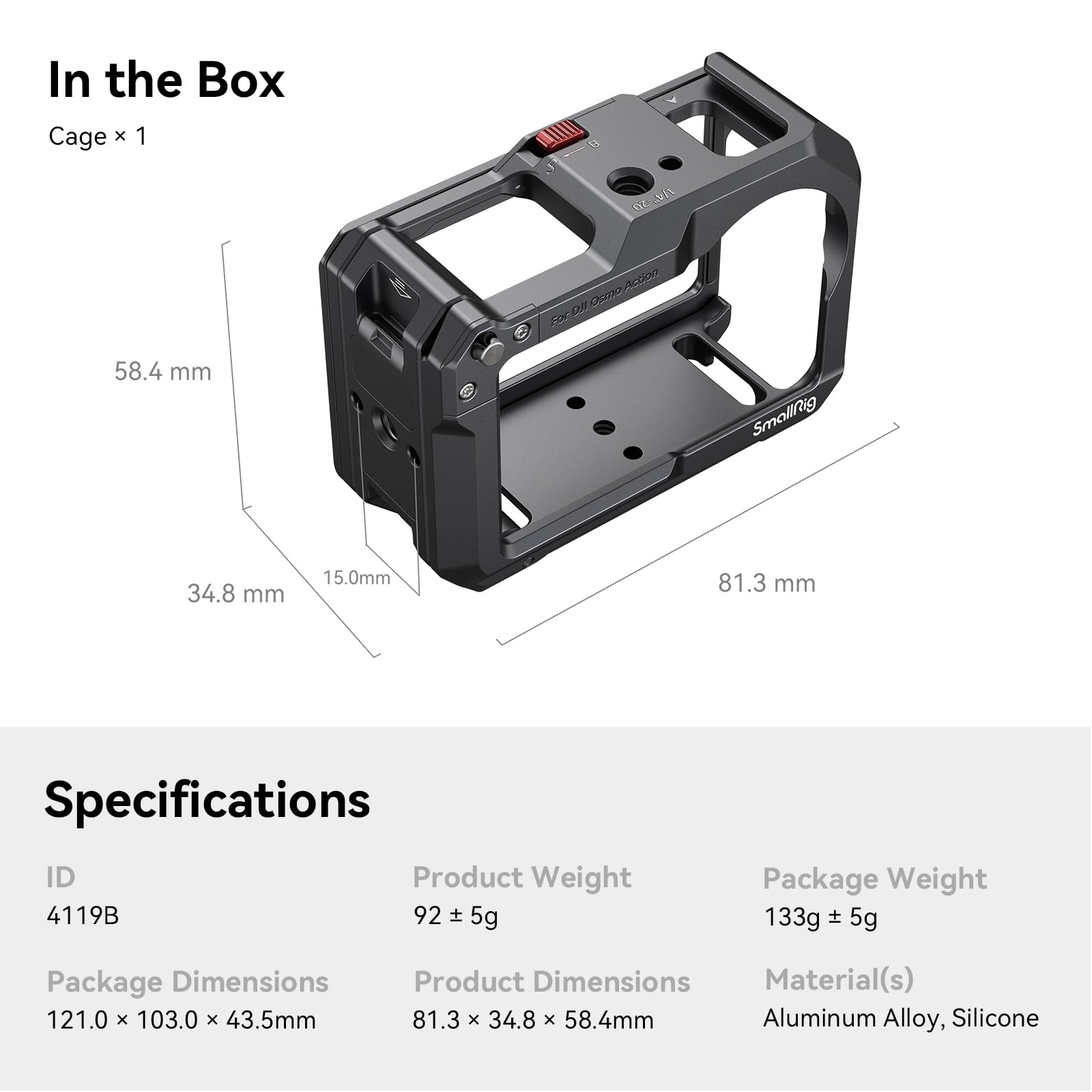 SMALLRIG Klatka Do DJI OSMO Action 5/4/3 Kompatybilna Z DJI MIC — miniatura 8