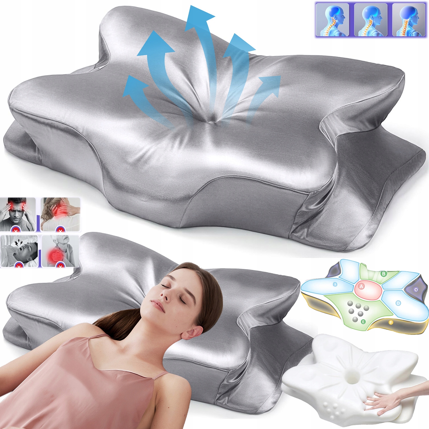 Poduszka Ortopedyczna Do Spania Profilowana Motyl Poduszka Na Szyję Memory