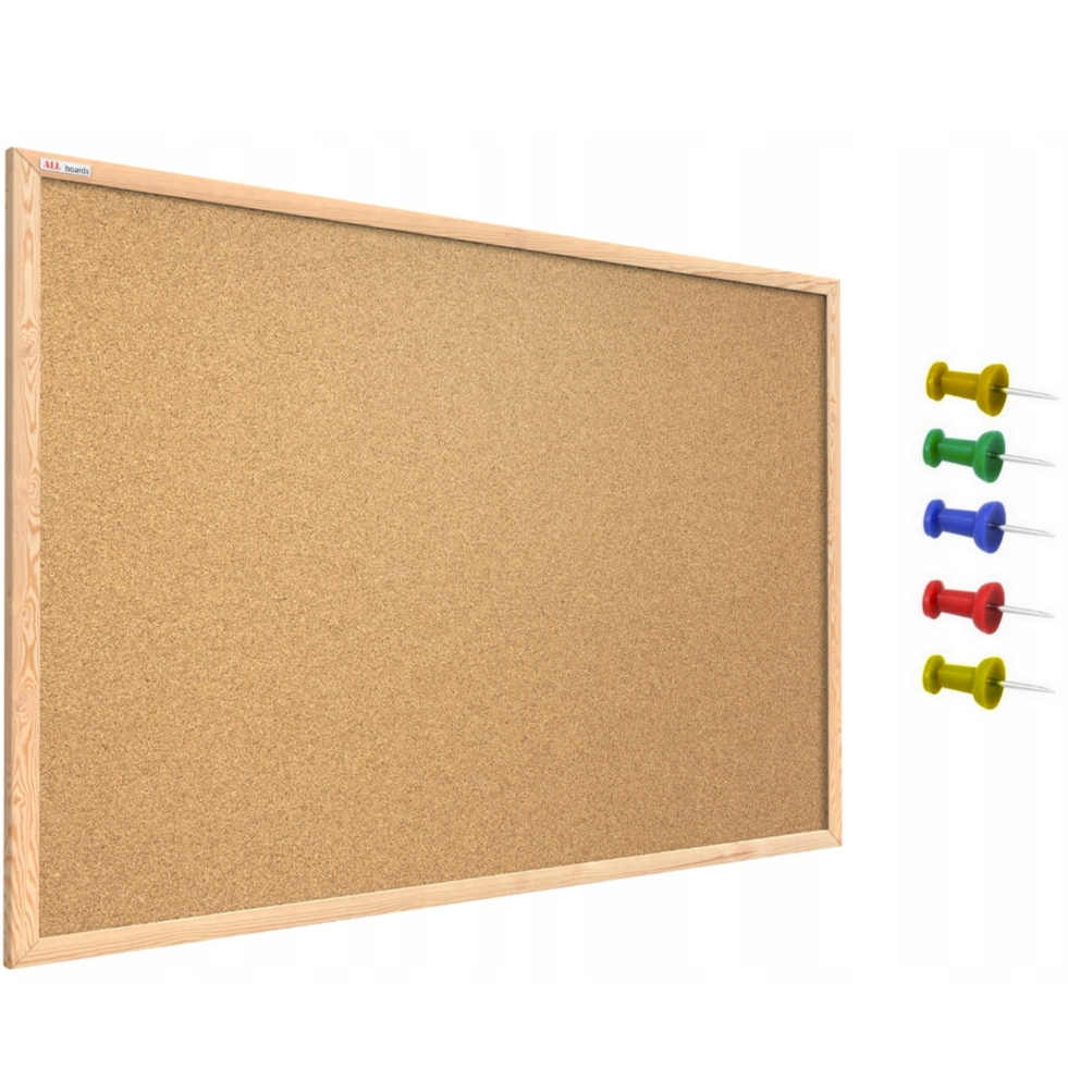 

Tablica korkowa 90x60 drewniana rama pinezki