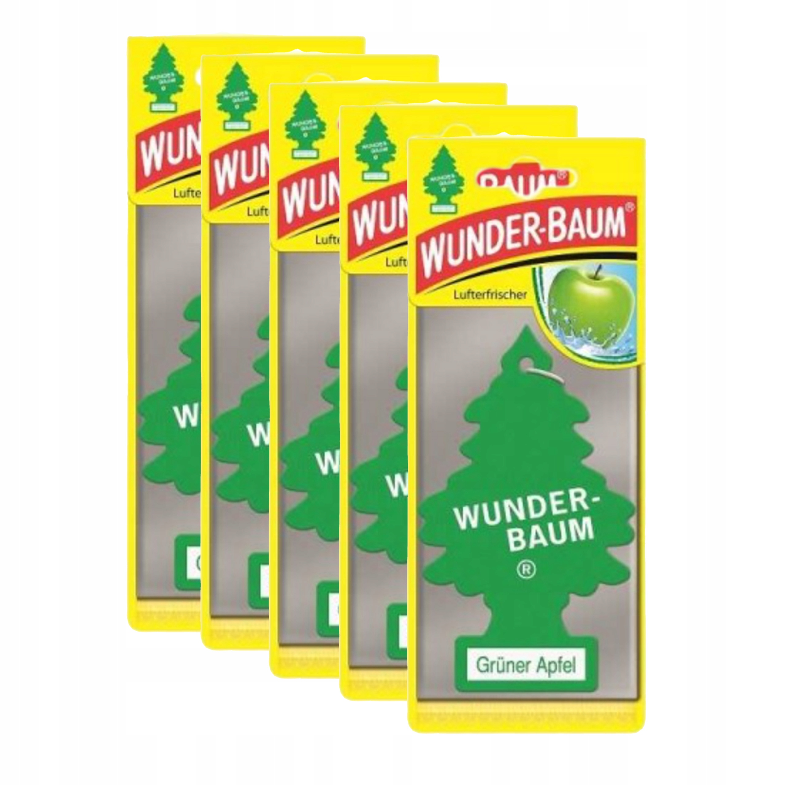Wunder-Baum Green Apple Zielone Jabłuszko choinka zapachowa 5 szt do auta