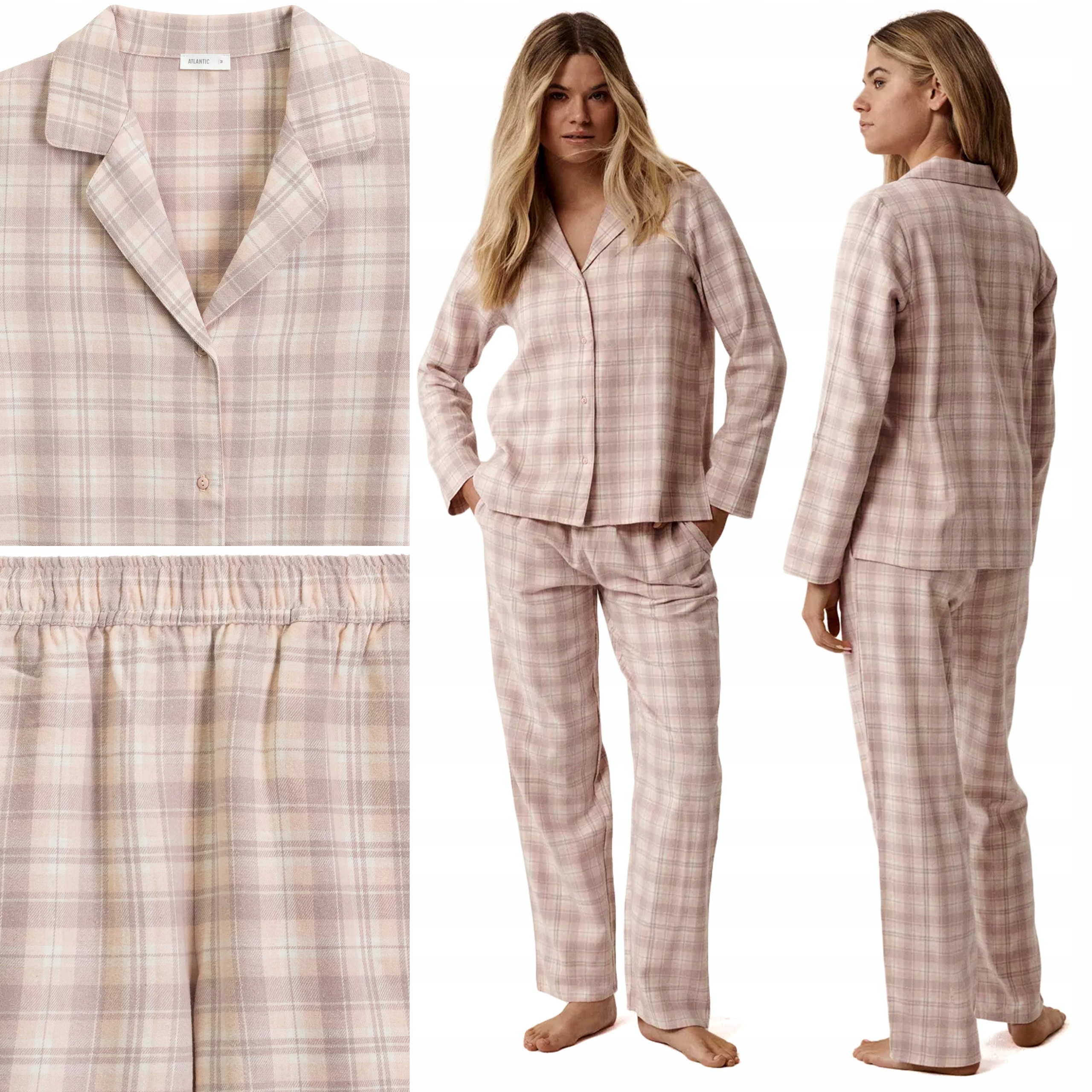 Dámské pyžamo Atlantic NLP-505 Domácí souprava na rozepínání 100% Bavlna S