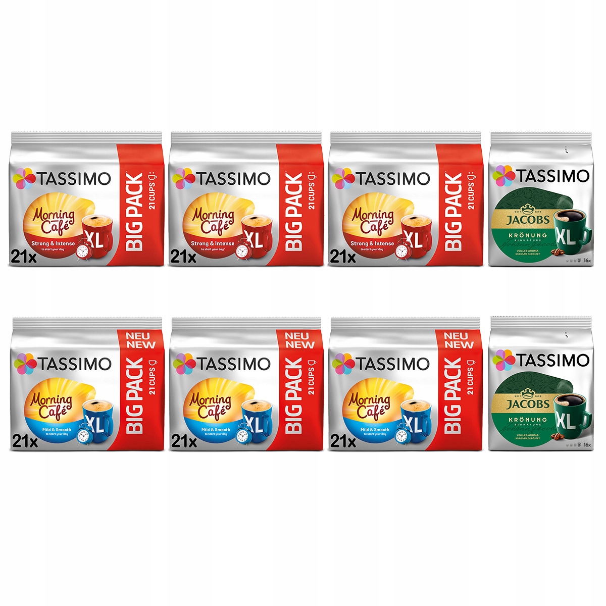 Kapsułki Tassimo mix kaw czarnych Morning, Kronung [158 kaw] 7+1 Gratis!