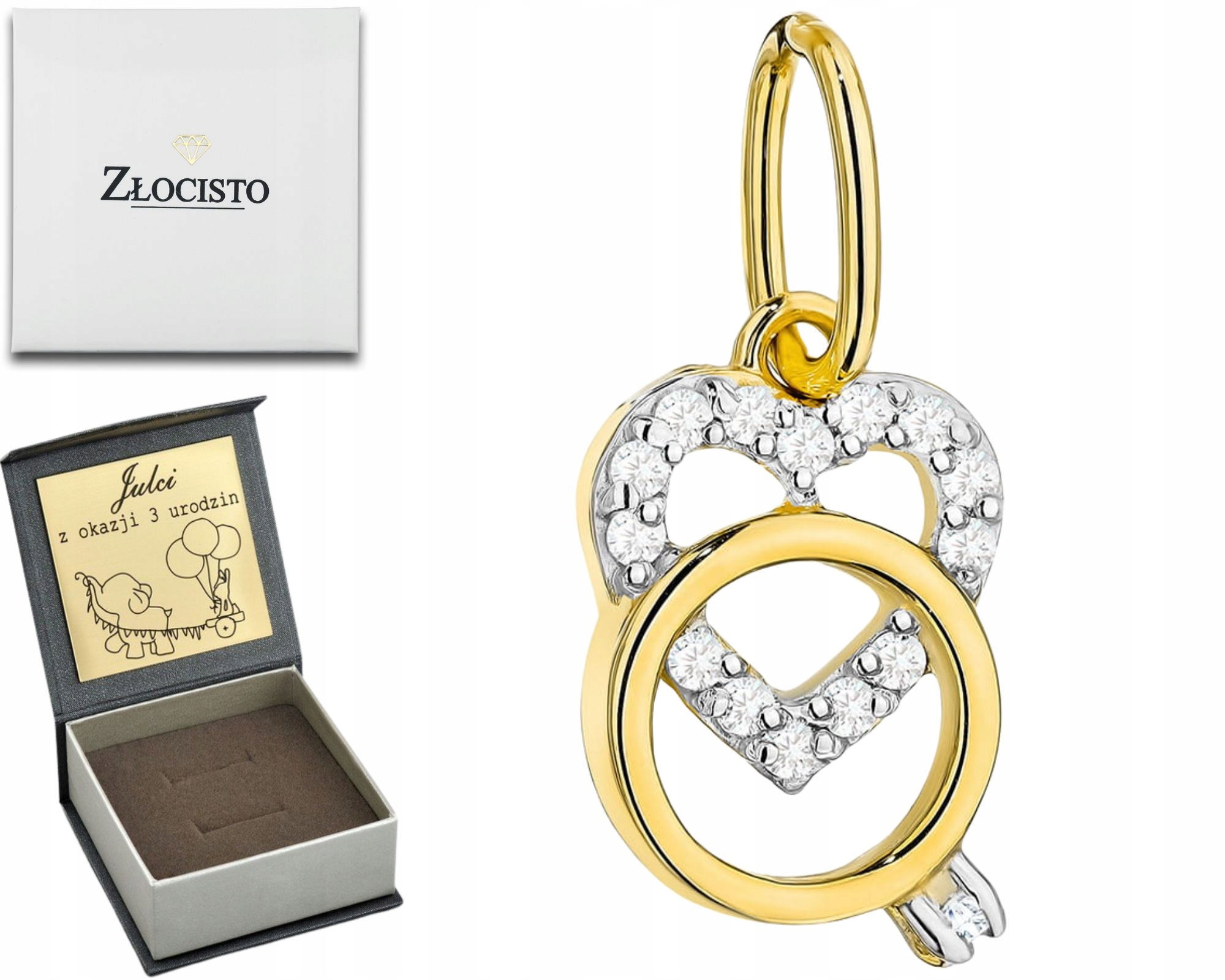 Zlatý Přívěsek Přívěsek Srdíčko S Prstenem 585 Zlato Gravírování Dárek