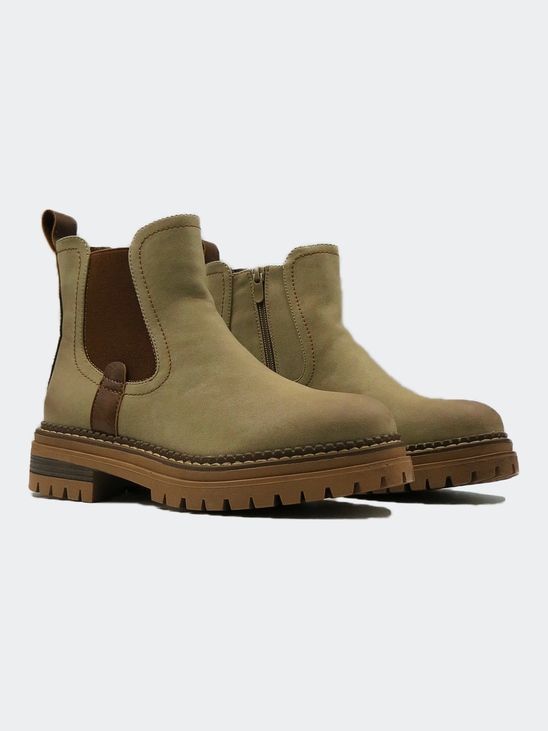 Botki Damskie Workery Zamszowe Ocieplane Khaki 40 Rozmiar 40