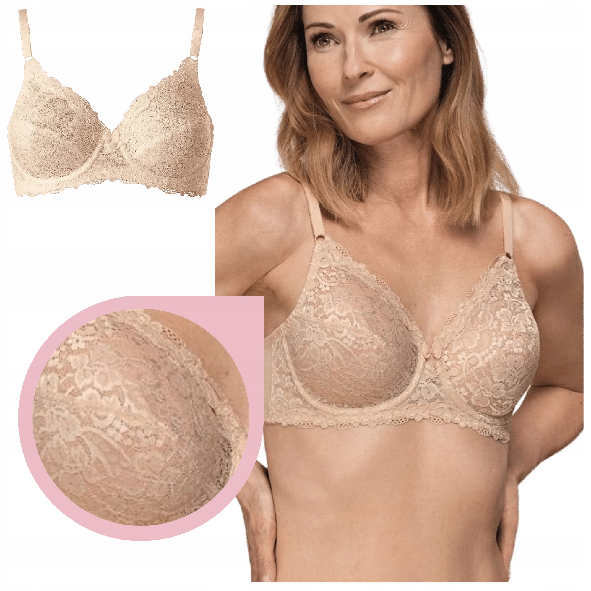 Podprsenka měkká, pohodlná, krajková béžová Triumph Compliment W 80D