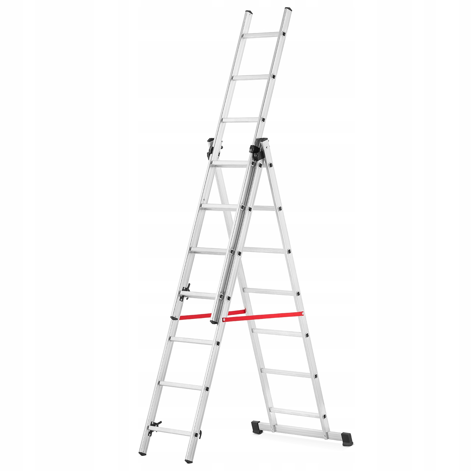 Drabina aluminiowa 3x7 wielofunkcyjna na schody HIGHER 5,60m 150kg GRATIS — 24