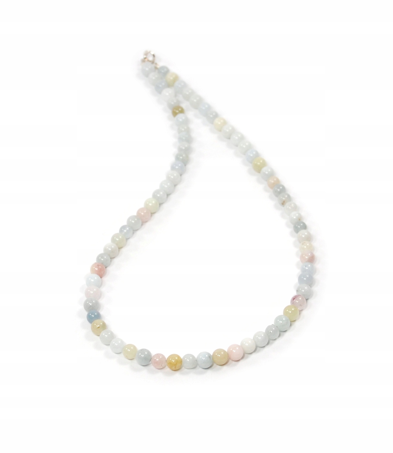 Přírodní náhrdelník Beryle Morganit Akvamarín hladké kuličky 6 mm stříbro 925