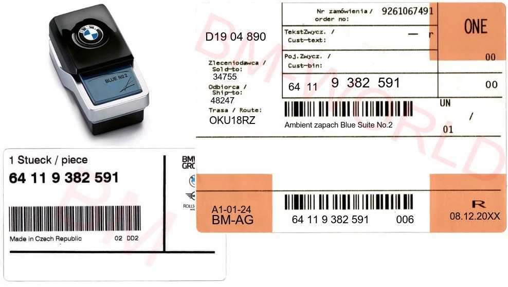 Nová originální Oe Bmw náplň vůně Ambient Blue Suite č. 2 Bmw od společnosti Aso