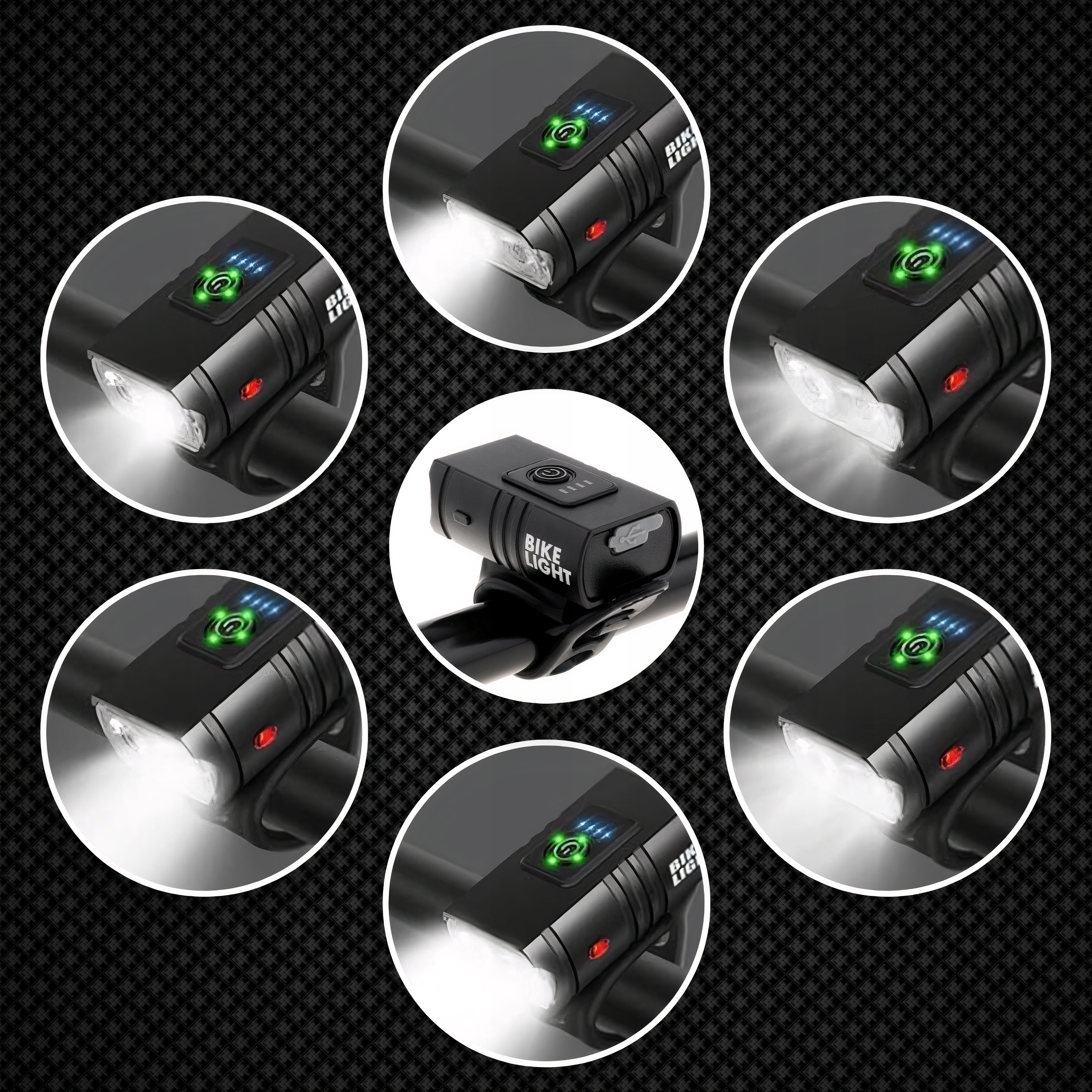 MOCNA LAMPKA ROWEROWA PRZEDNIA TYLNA LED WODOODPORNA AKUMULATOR USB ZESTAW Marka Trizand