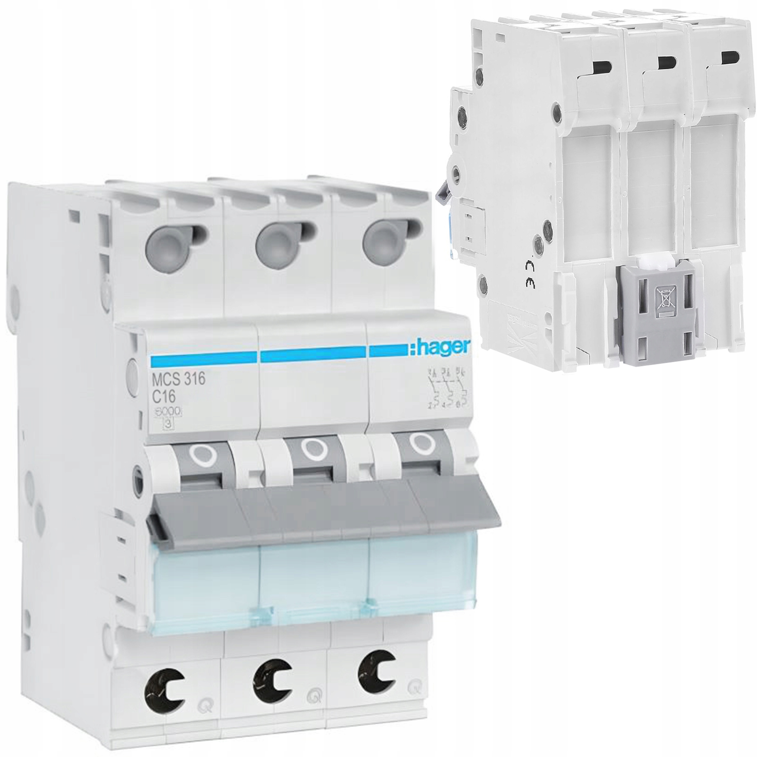 Pojistka nadproudový jistič 6000A 6kA 3P C 16A Quick Connect Hager