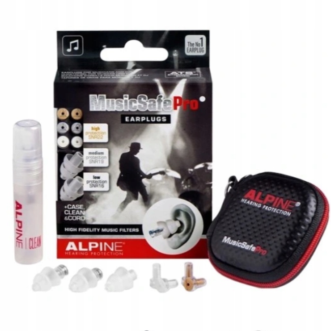 Zatyczki stopery do uszu na Koncert Impreze Alpine MusicSafe Pro Case Clear