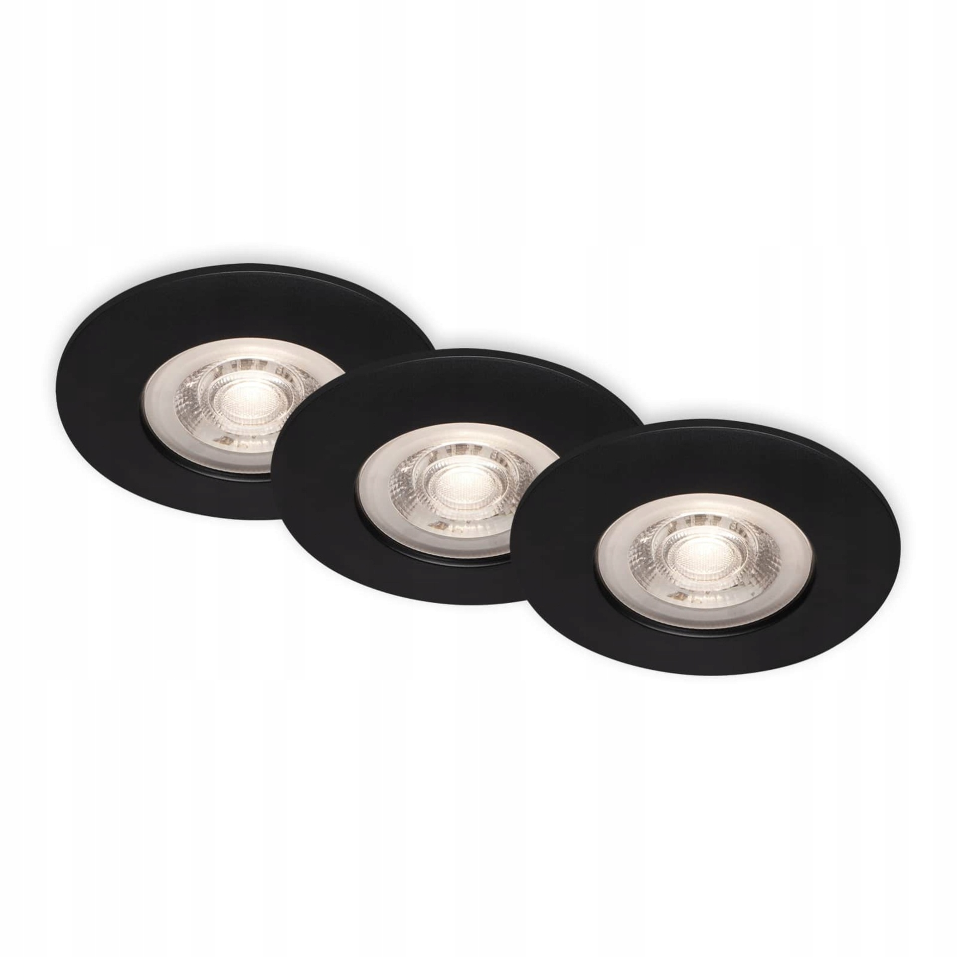 Briloner sada 3x Led vestavné svítidlo černé, 4,9W, Ø9cm, IP44, stmívatelné