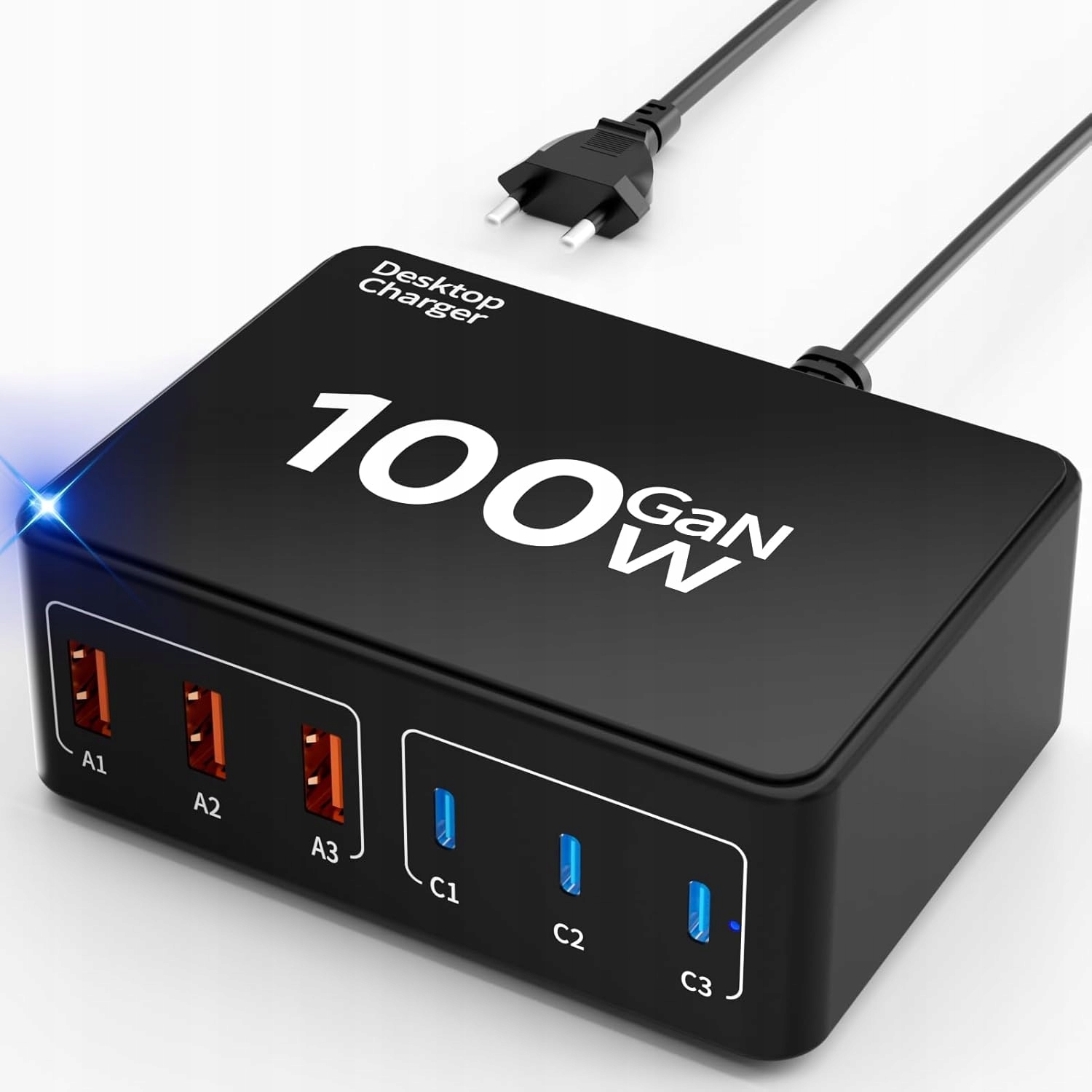 Multifunkcyjna Ładowarka Sieciowa Zasilacz 100W Kostka 3 Usb-c I 3 Usb-a