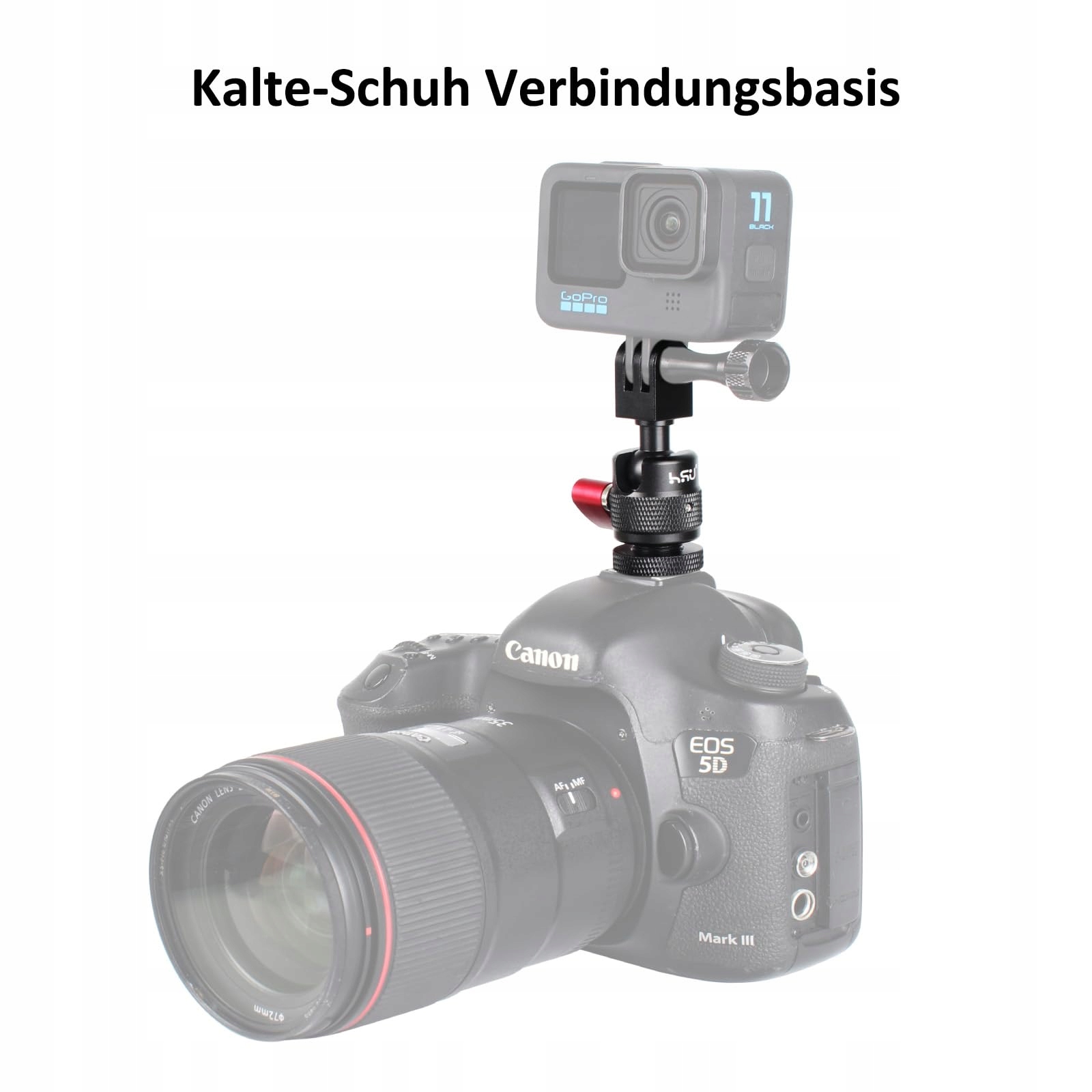 Adapter Cold Shoe Z Głowicą Kulową 360 Do GoPro Hero 12 11 10 HSU — miniatura 2