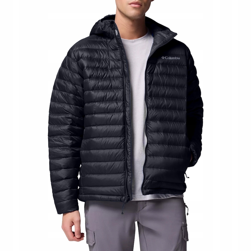 Péřová bunda s kapucí Columbia Corelite Down Hooded černá XL