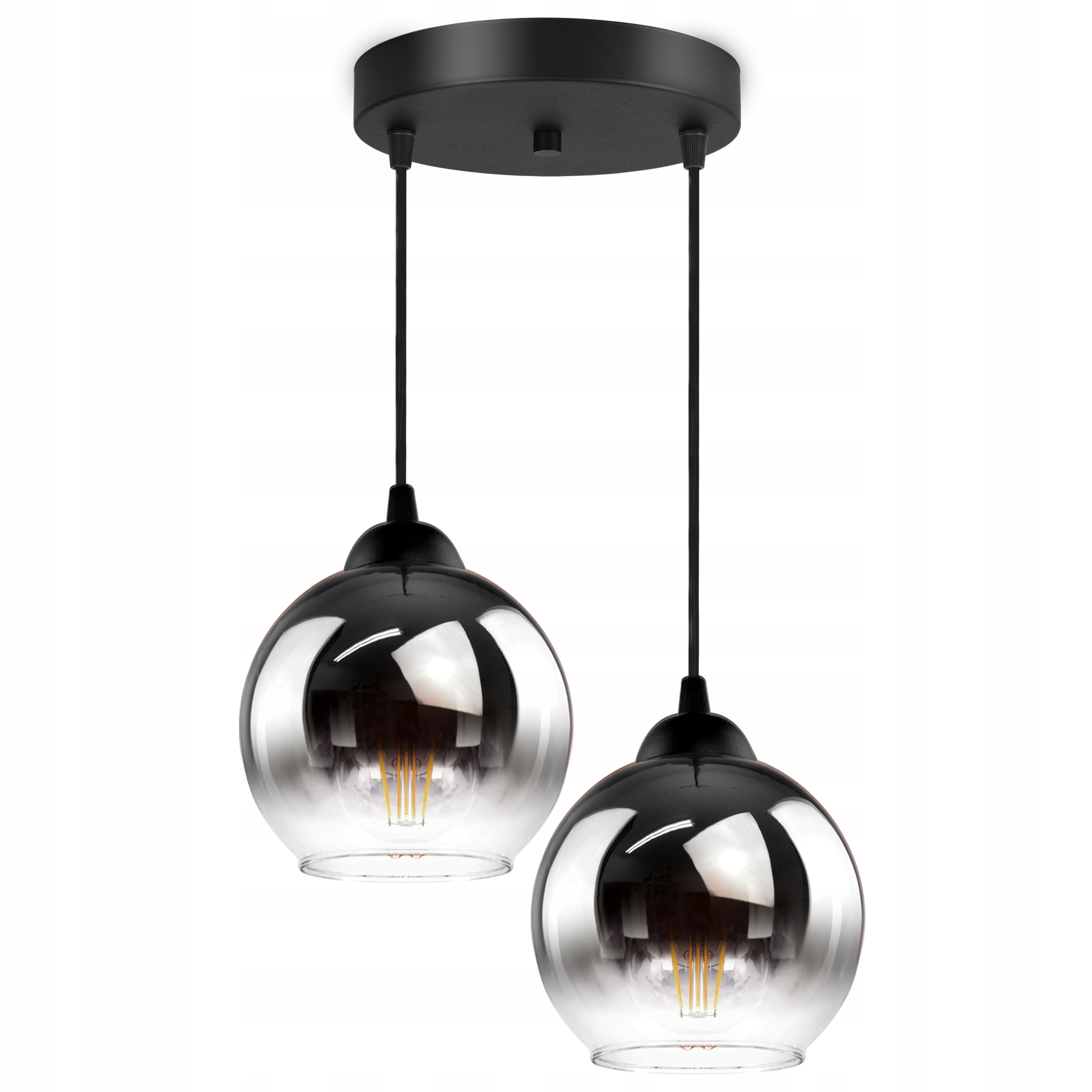 

Lampa Wisząca Dwie Kule Grafitowe Transparentne