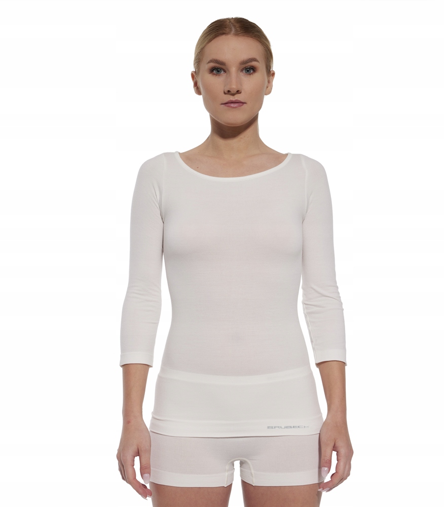 BRUBECK DAMSKA KOSZULKA RĘKAW 3/4 COMFORT MERINO KREMOWY L 2024 Kolor biały