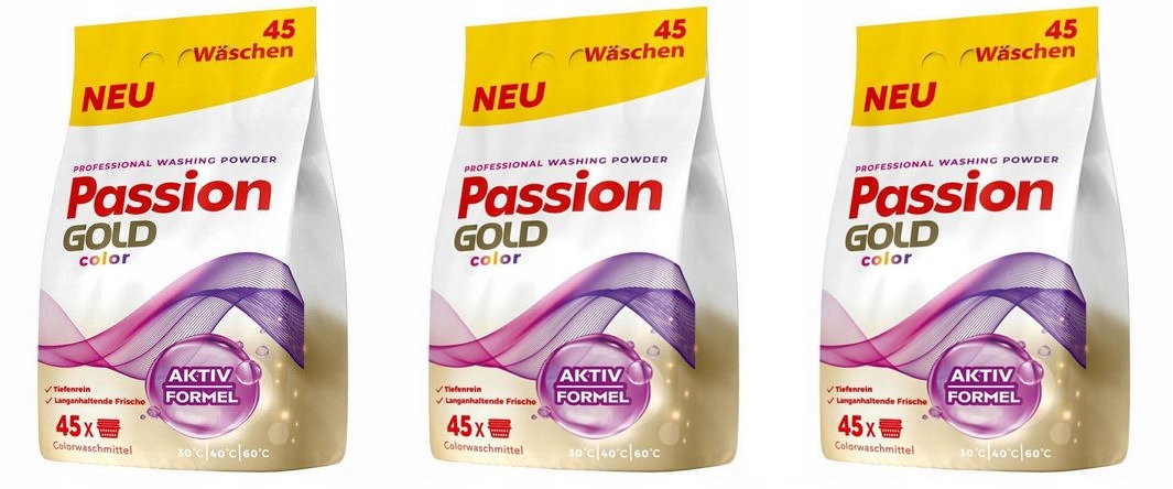 Levně Prášek na barevné prádlo Passion Gold Color 3x2,7 kg