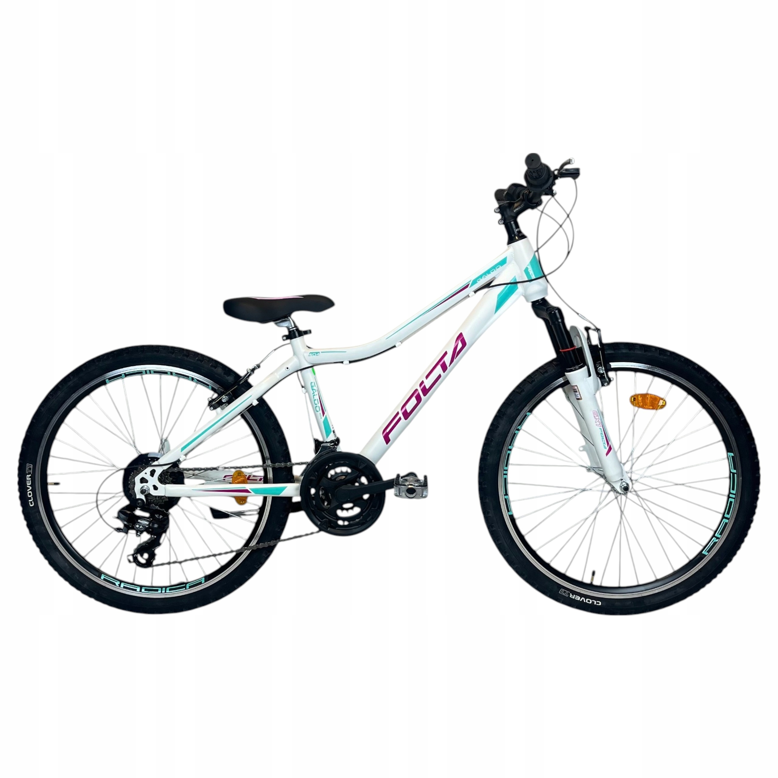 Rower Górski Mtb 24" Folta Galdo Rower Dziecięcy 3X6 Biało-różowo-miętowy