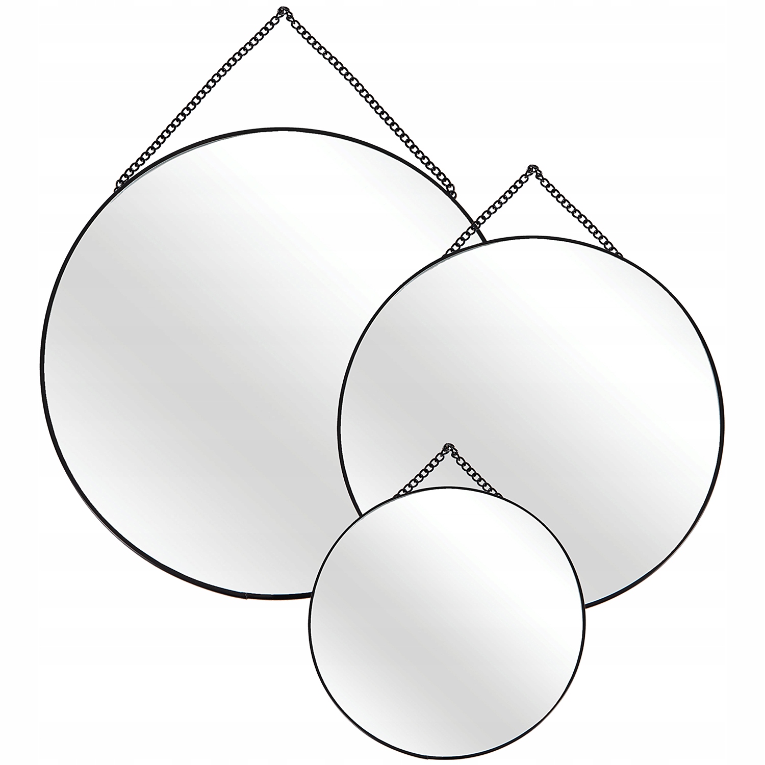 

Zestaw 3 x Lustro Okrągłe Na Łańcuszku Czarne 247