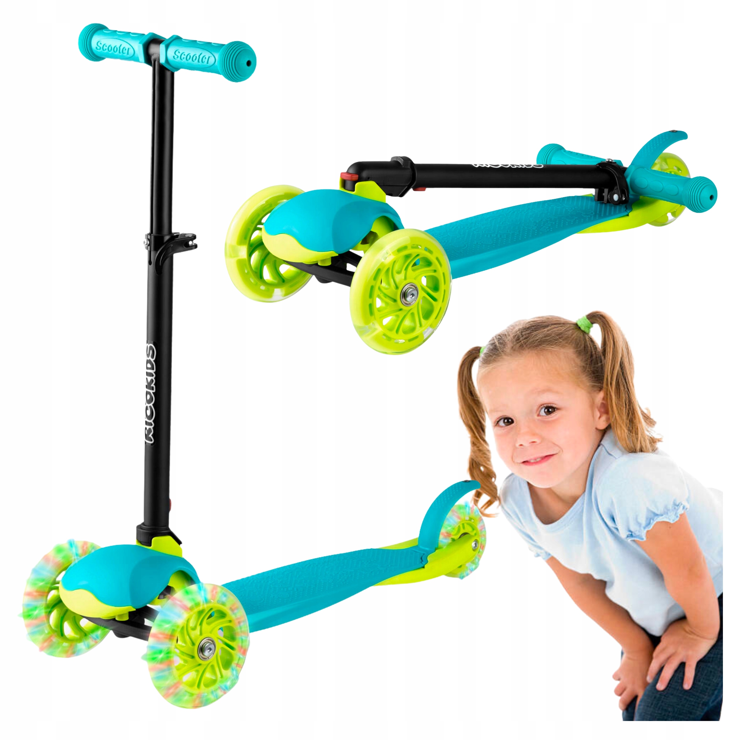 HULAJNOGA TRÓJKOŁOWA DLA DZIECKA ŚWIECĄCE KOŁA PREZENT DLA 3 4 5 LATKA